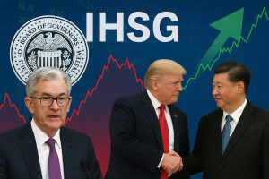 Trump dan Xi berjabat tangan di depan papan harga saham