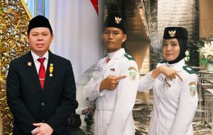 Pasukan Pengibar Bendera Pusaka (Paskibraka) Nasional pada peringatan HUT ke-81 Kemerdekaan Republik Indonesia